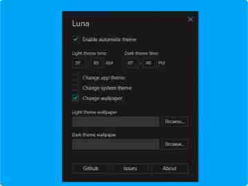 开源小工具 Luna 让 Win10 自动切换暗黑模式、主题壁纸